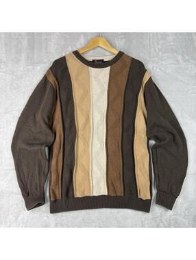 Vintage Tosani Canada Made Coogi Style Knit Sweater Multicolor Textured Men Sz M